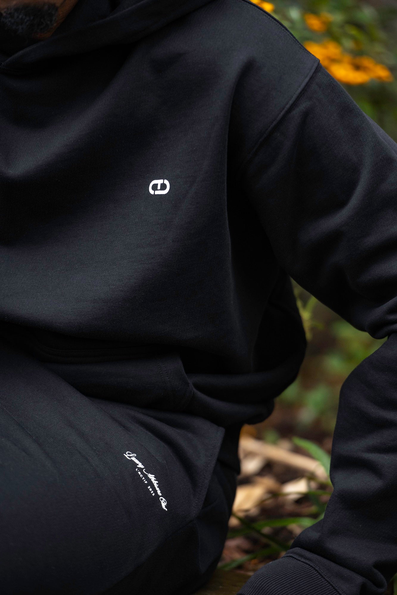 black tracksuit detail