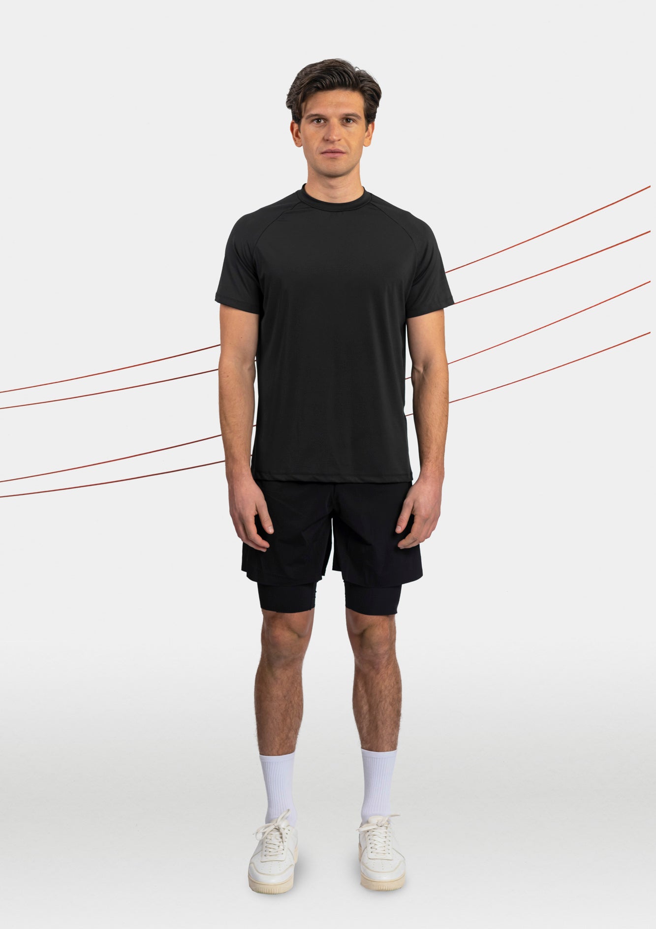 mens black running shorts front