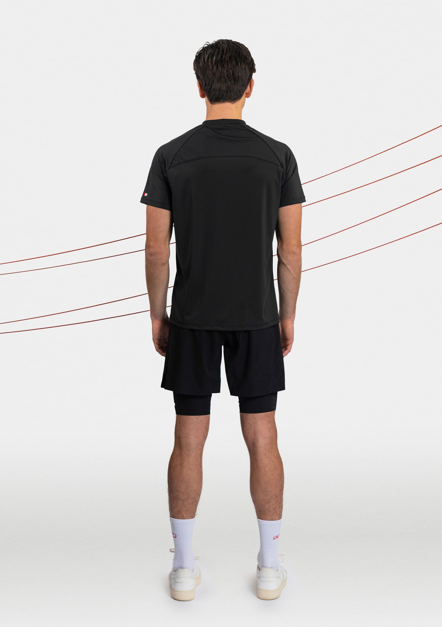 mens black running shorts back