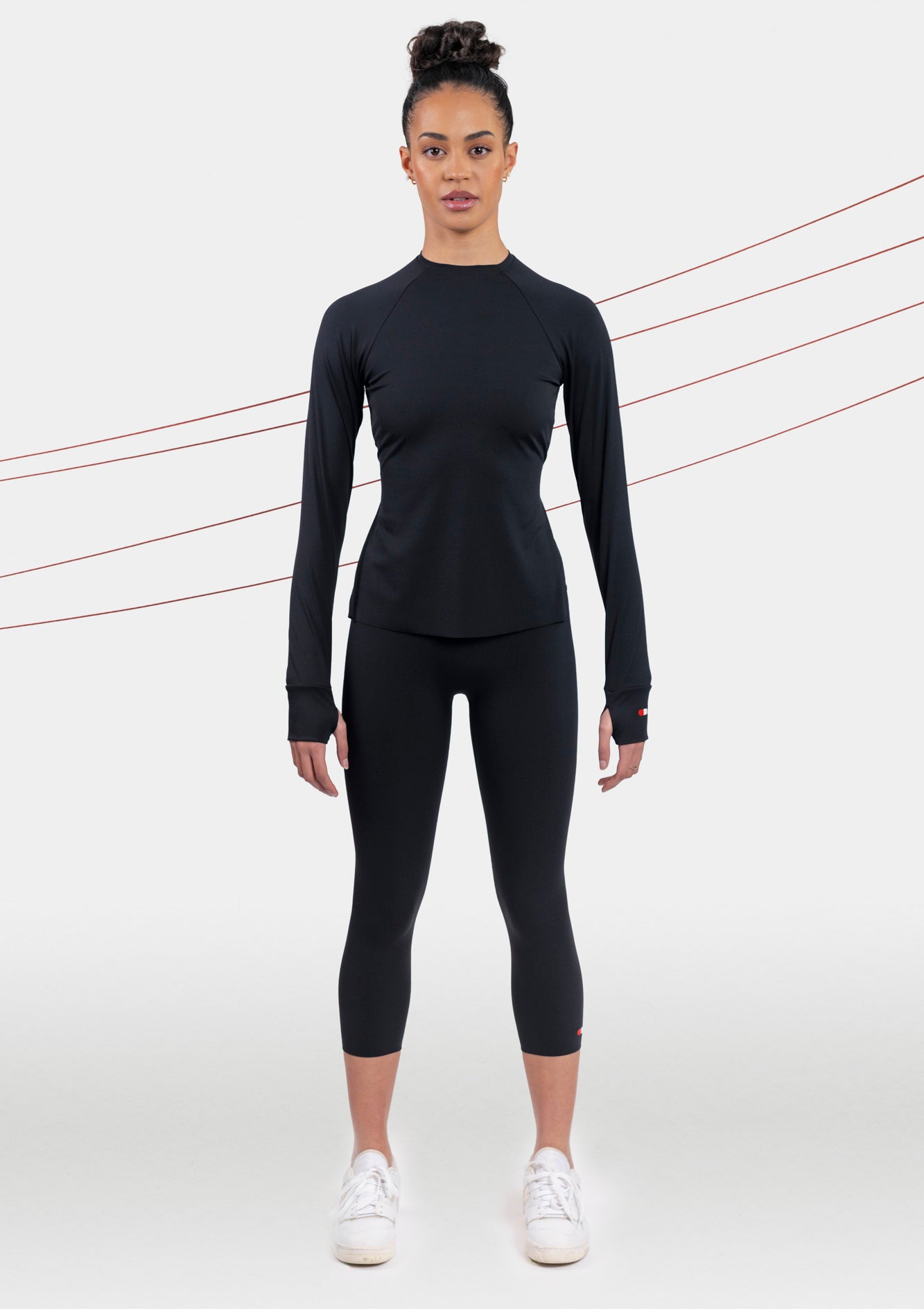 black active long sleeve top front