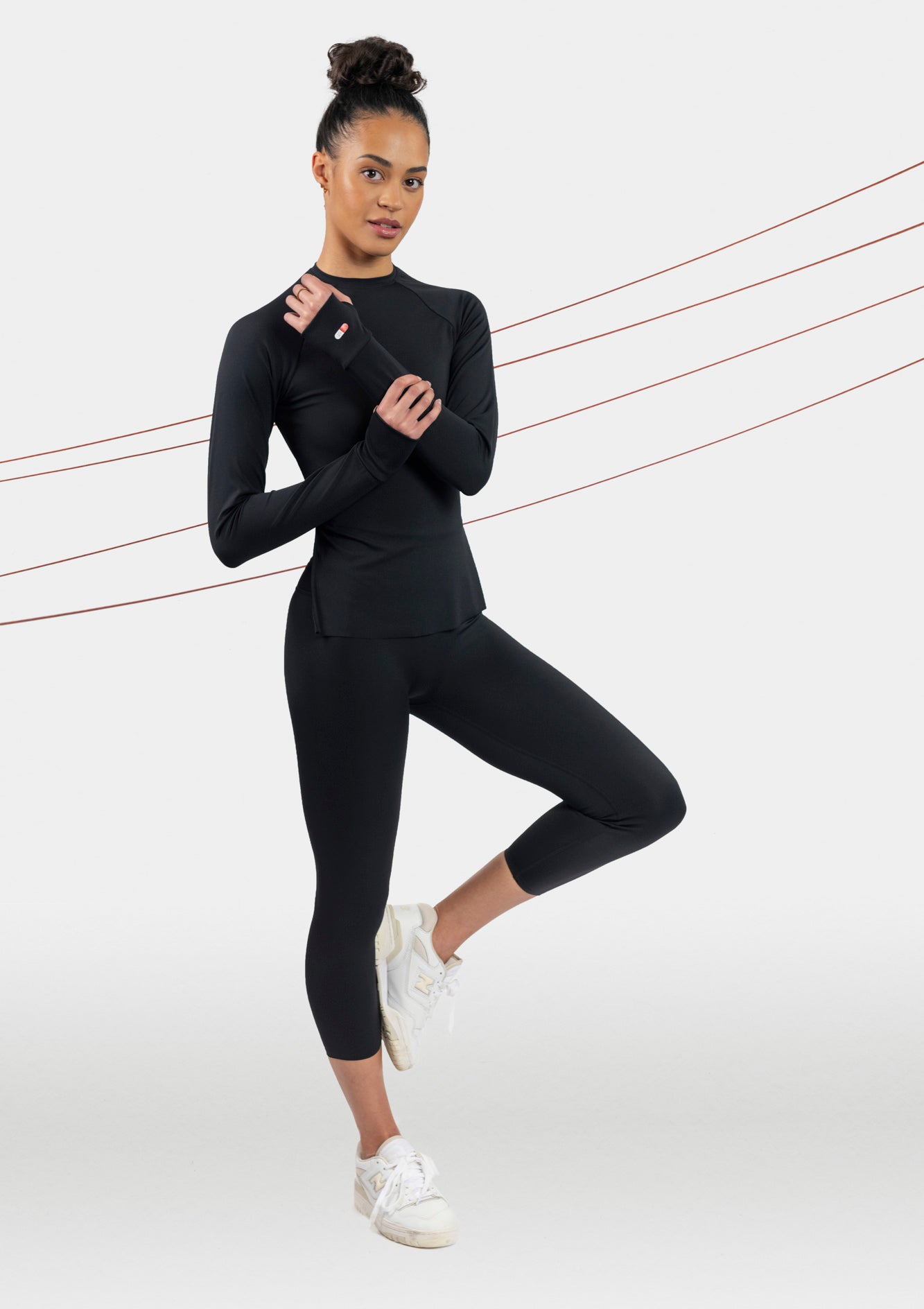 black active long sleeve top front 2