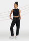 womens black cropped athleisure pants front 2
