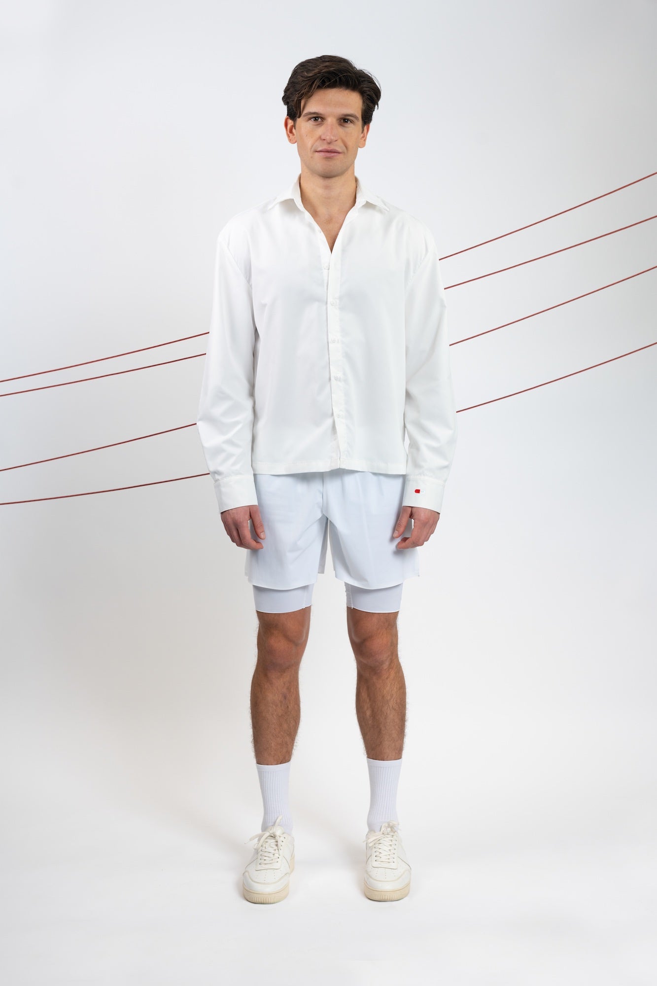 mens white lightweight shirt front