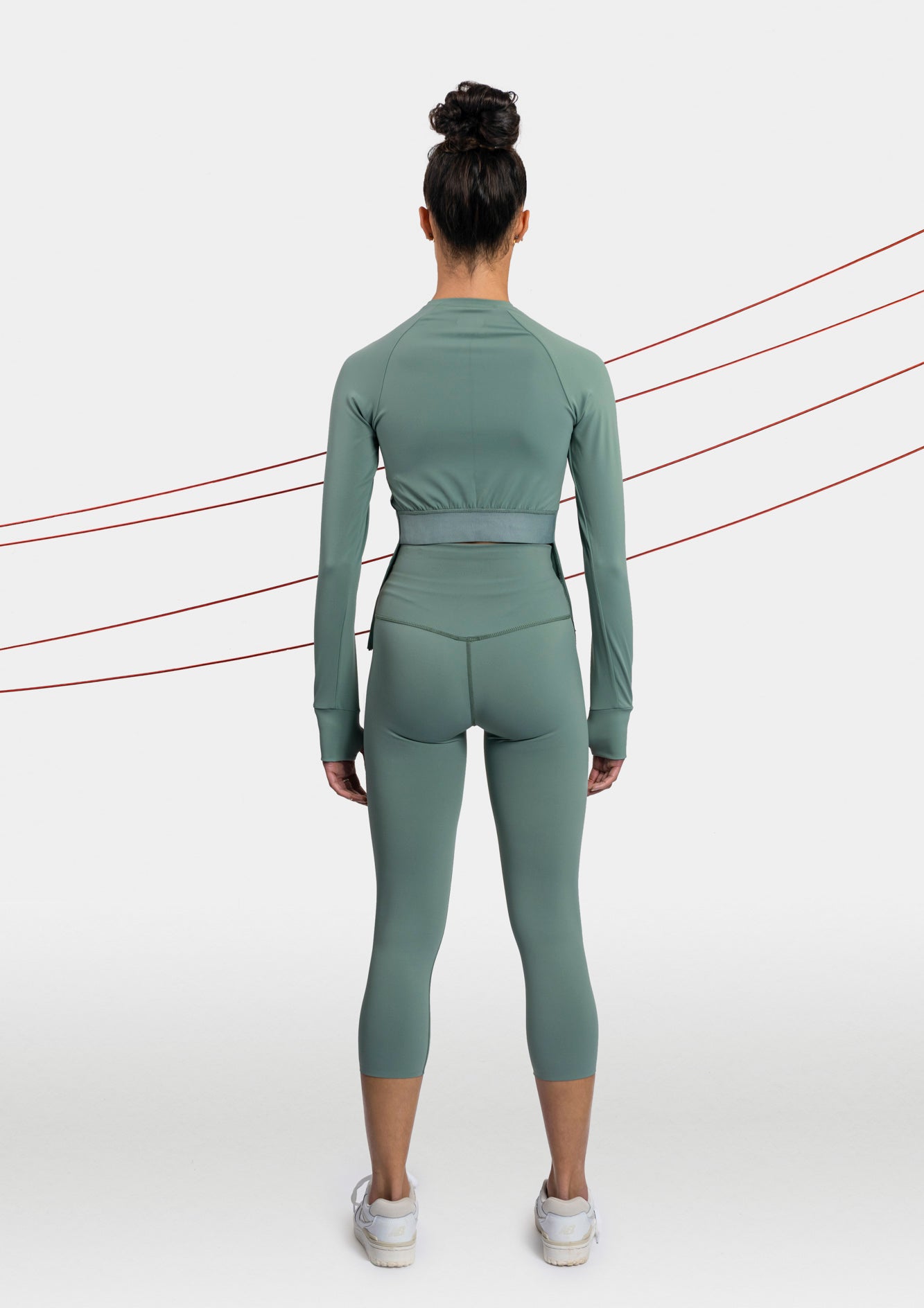 olive active long sleeve top back