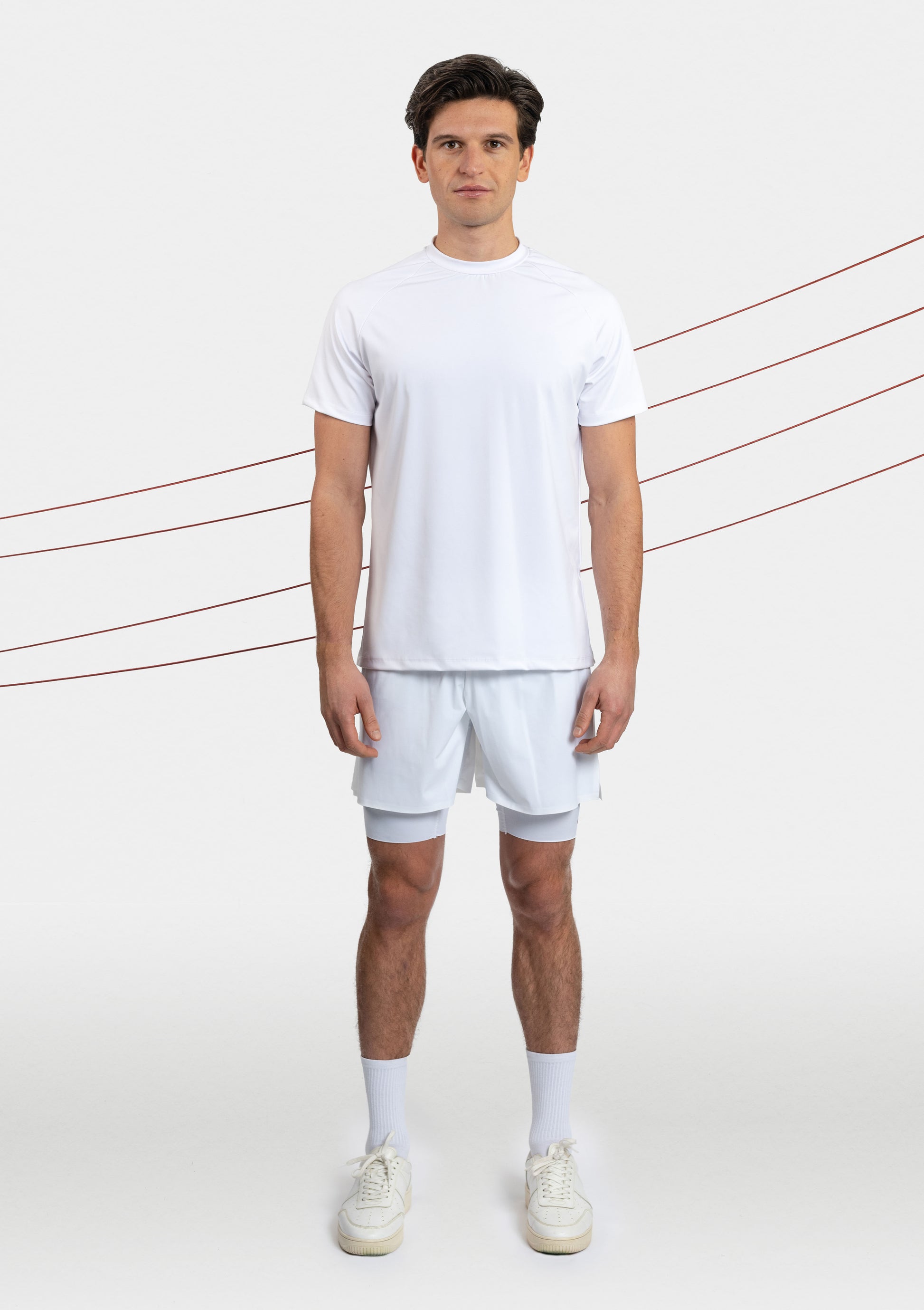 mens white running shorts front